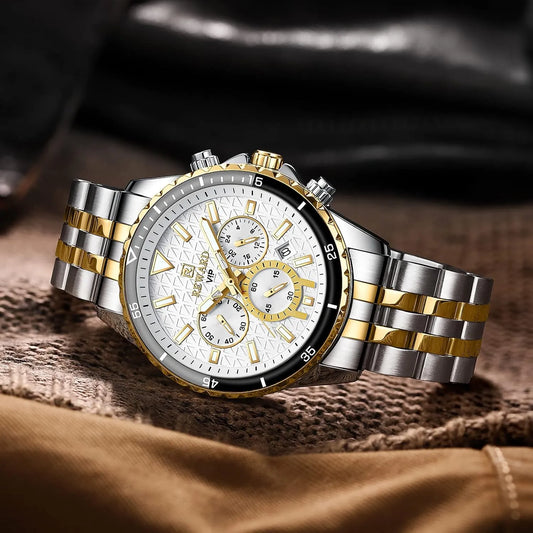 REWARD luxury men's gold and white wristwatch