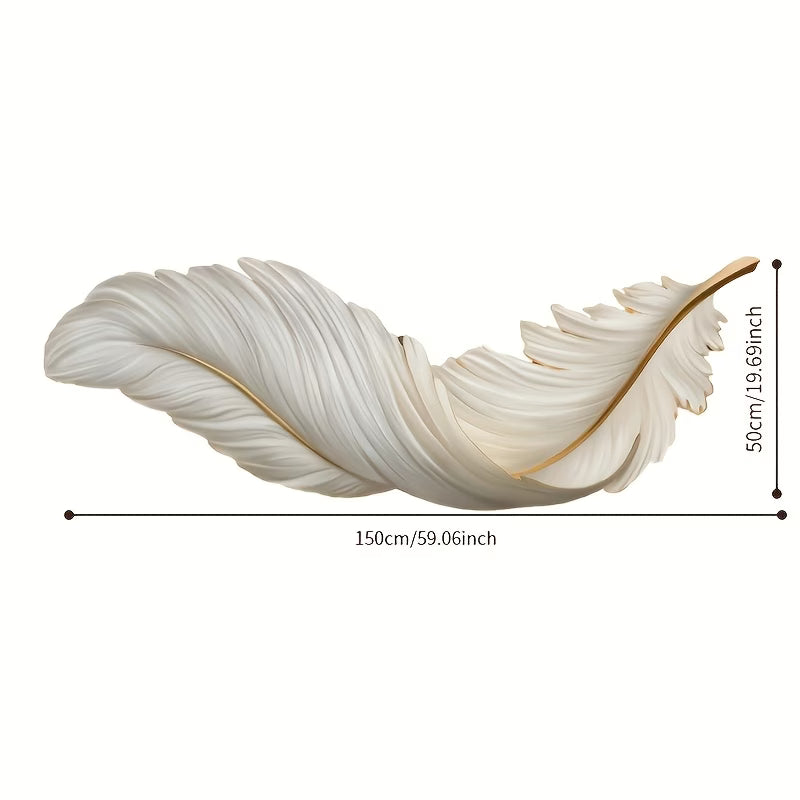 Modern Large Feather LED Wall Light - White, Remote Control, Semi-Recessed Ambient Sconce, Glass Shade, Decorative Wall-Mounted Light Fixture for Entrance Hall, Corridor, Aisle & Home
