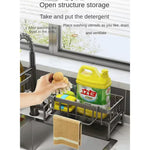 2-Piece Kitchen Sink Sponge Holder – Metal Sink Organizer with Dishcloth Rack