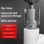 Pipe Thread Cutting Tool - Gray, Electric Drill Compatible PVC Pipe Threader Kit, 1/2" & 3/4" Pipe Thread Maker, Dual Internal & External Threading Tool for PPR, PVC & MPP Garden Water Pipes