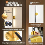 1pc Battery Powered Dimmable Wireless LED Wall Light - Black & Golden, 80cm Magnetic Wall Lamp, Type-C Rechargeable, Modern Wall Mounted Light for Bedroom, Study, Living Room & Staircase