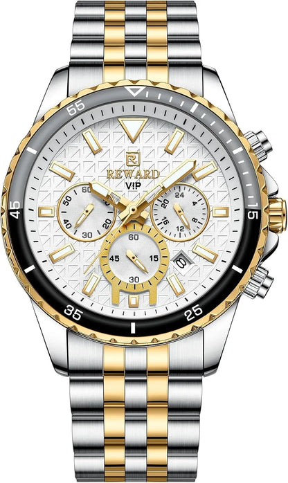REWARD luxury men's gold and white  wristwatch