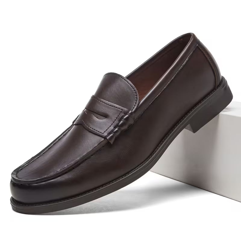 Men's Retro Penny Loafers – Dark Brown & Black