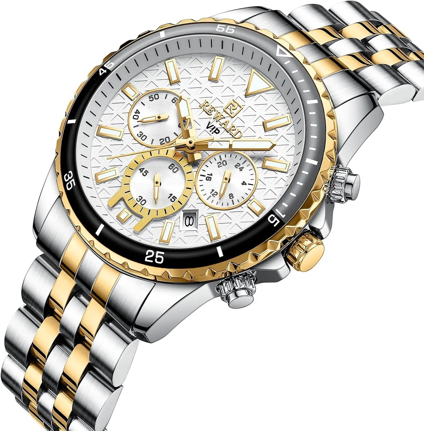 REWARD luxury men's gold and white  wristwatch