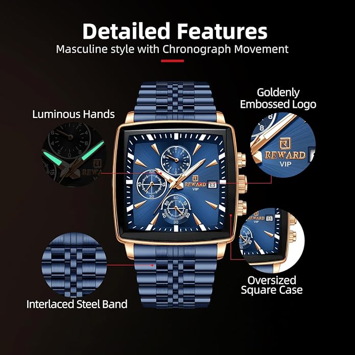 REWARD Rectangle Quartz Wristwatches