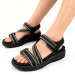 Women’s Adjustable Strap Wedge Sandals – Open-Toe Thick Platform Summer Shoes