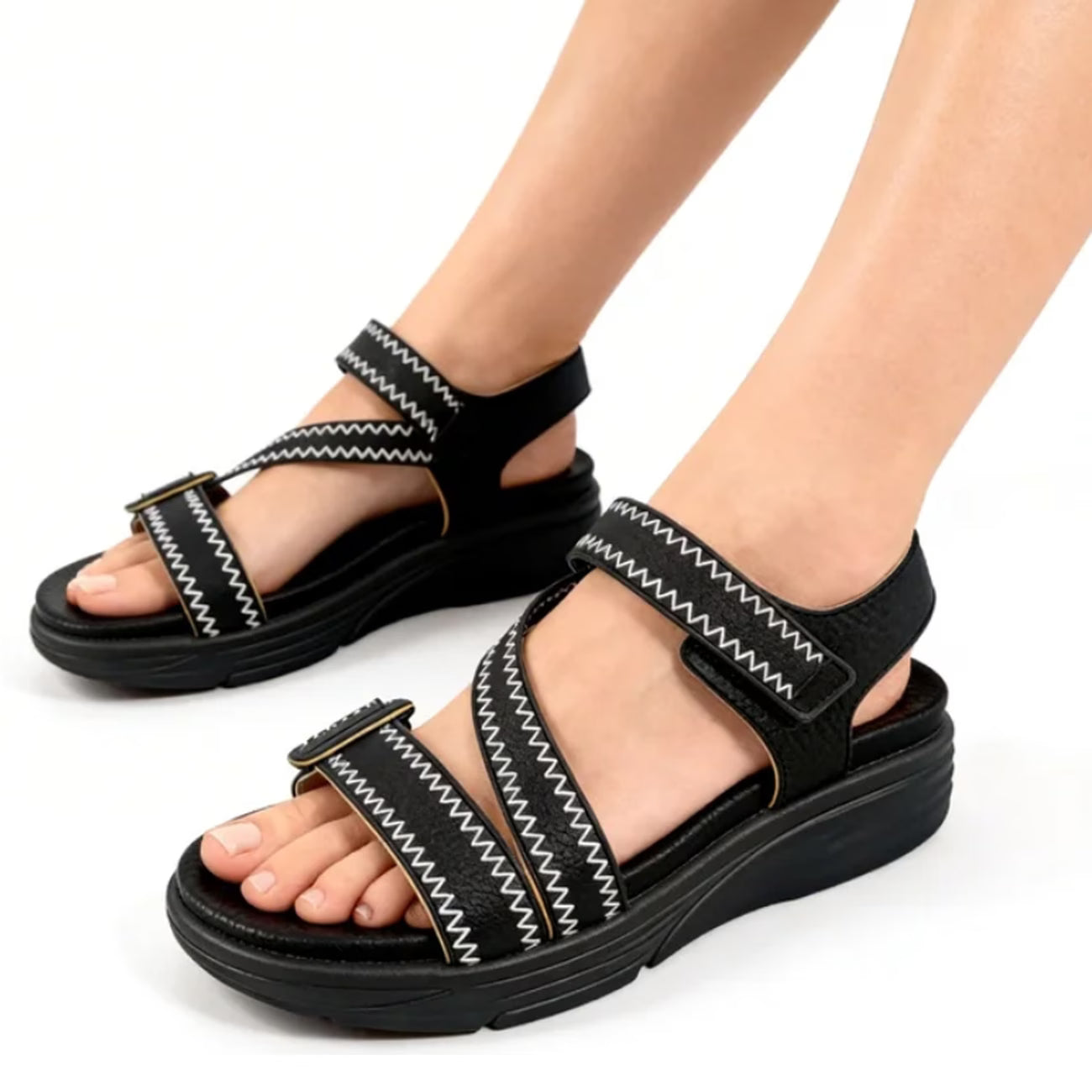Women’s Adjustable Strap Wedge Sandals – Open-Toe Thick Platform Summer Shoes