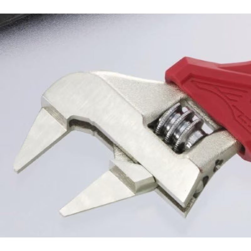 ENGINEER Adjustable Spanner - Red & Silver, Stubby Type with 2mm Thin Jaws, TWM-08, Compact Adjustable Wrench for Plumbing, Automotive, Mechanical & DIY Repairs