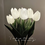 LED Tulip Bouquet Night Light – White, Realistic Floral Design Bedside Lamp with Soft Ambient Glow for Bedroom, Living Room, Romantic Decor & Home