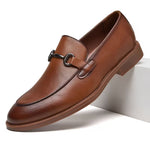 Men's Classic Oxford Formal Shoes with Golden Buckle – Light Brown & Black