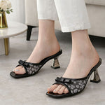 Women's Leopard Print Bow Mules – Square Toe, Metallic Heel, Slip-On Sandals
