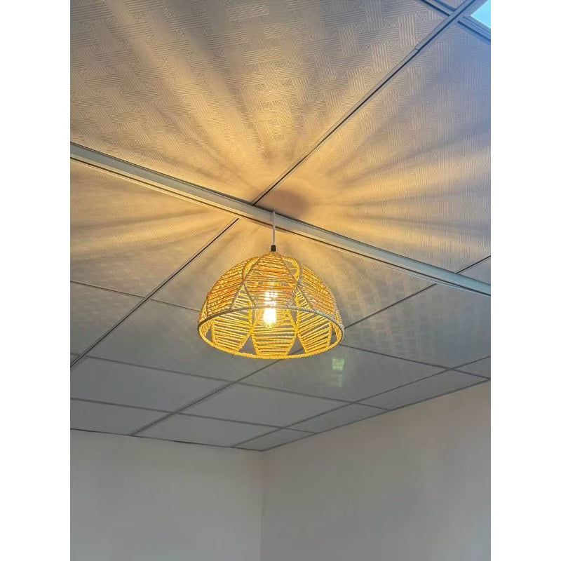 1pc Bohemian Handwoven Light Shade - Half-Circle Clip, Handmade Woven Plastic Dome Replacement Shade, Traditional Pendant Light Cover for Wall & Ceiling Fixtures, Home Decor for Living Room, Bedroom & Dining Room