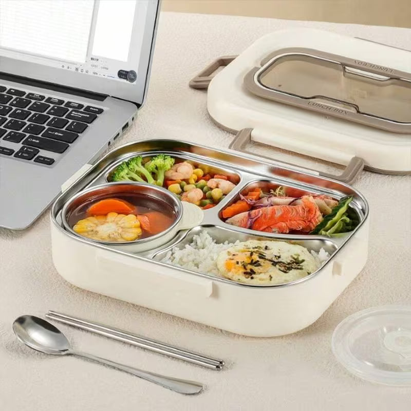 304 Stainless Steel Bento Lunch Box – Divided, Leak-Proof, Insulated with Utensils