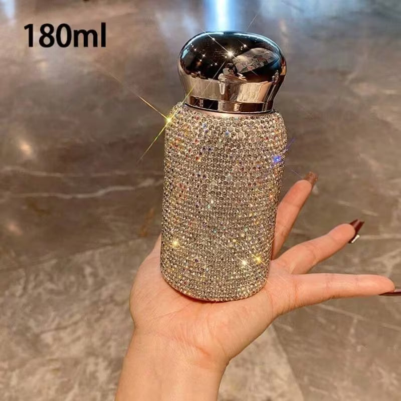 Luxury Rhinestone Insulated Water Bottle – Unisex Straw Cup, Portable Vacuum Flask