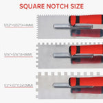 Square Notched Tile Trowel Set - Trowel & Float Set, 3 Stainless Steel Notched Trowels, Rubber Grout Float, 2 Grout Sponges & Work Gloves, Masonry Tiling Tools for Flooring Installation