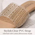 Women’s Clear Rhinestone Slide Sandals – Open-Toe Flat Shoes with Transparent Straps
