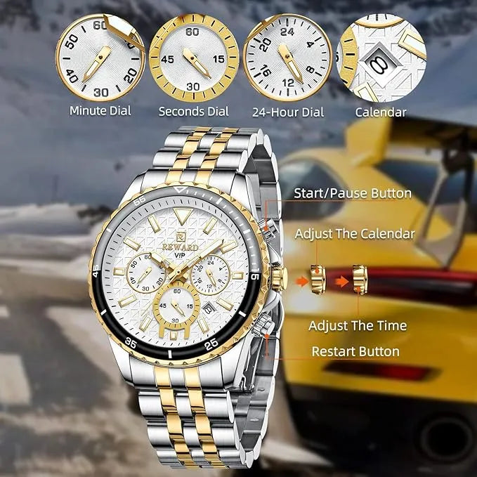 REWARD luxury men's gold and white  wristwatch