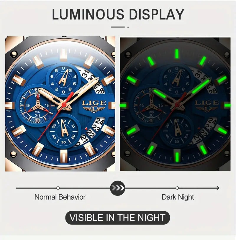 LIGE Men's Chronograph Wristwatch Watch