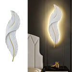 Modern Large Feather LED Wall Light - White, Remote Control, Semi-Recessed Ambient Sconce, Glass Shade, Decorative Wall-Mounted Light Fixture for Entrance Hall, Corridor, Aisle & Home