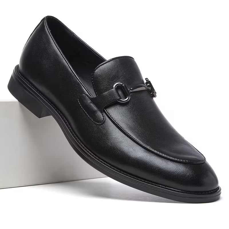 Men's Classic Oxford Formal Shoes with Golden Buckle – Light Brown & Black