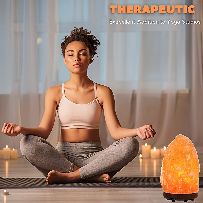 Himalayan Salt Lamp – Natural Pink & Brown, 7-Color Gradient LED Lighting with Warm Glow, USB Powered Crystal Stone Lamp with Wooden Base for Home, Office, Meditation & Night Light Use