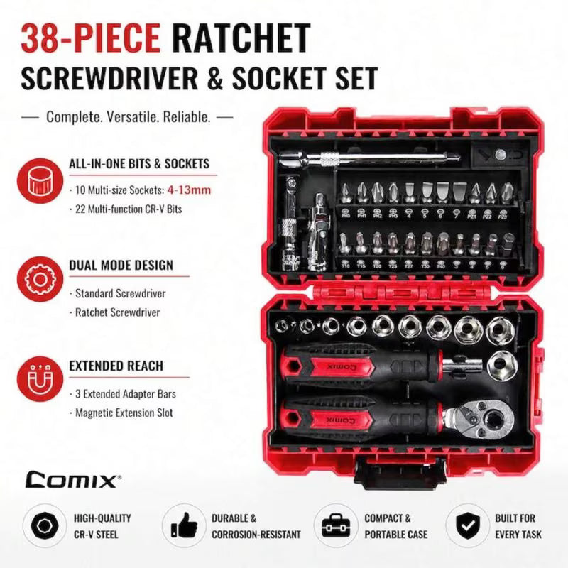 38-in-1 Precision Screwdriver Set - QX-T038, High-Precision Magnetic Tips, Small Bit Adapter, Magnetic Extension, Multi-Functional Repair Tool Kit, Storage Box for Home, Electronics, Car Repair & Decoration