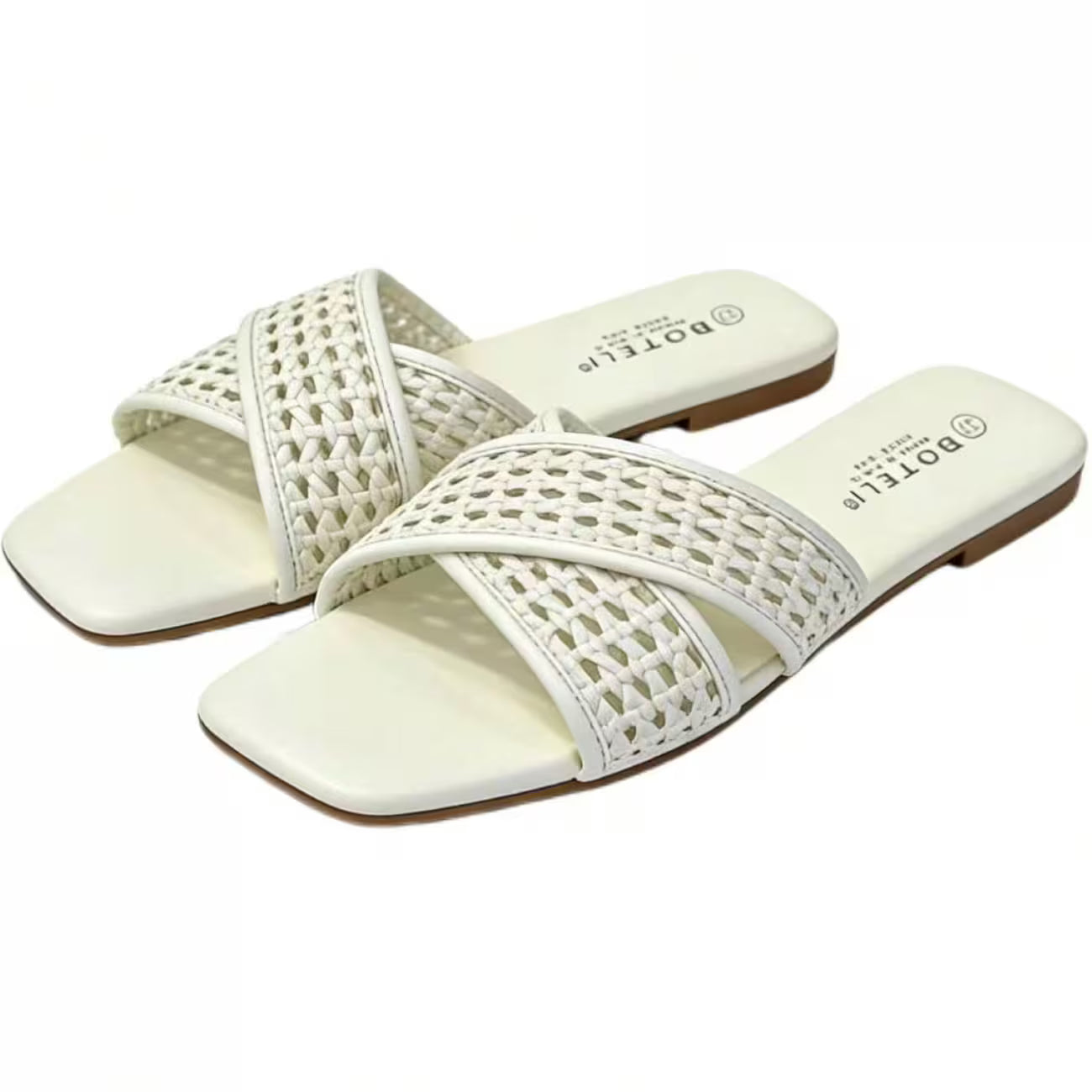 Women’s Crisscross Braided Square-Toe Sandals – Lightweight Summer Beach Shoes