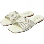 Women’s Crisscross Braided Square-Toe Sandals – Lightweight Summer Beach Shoes