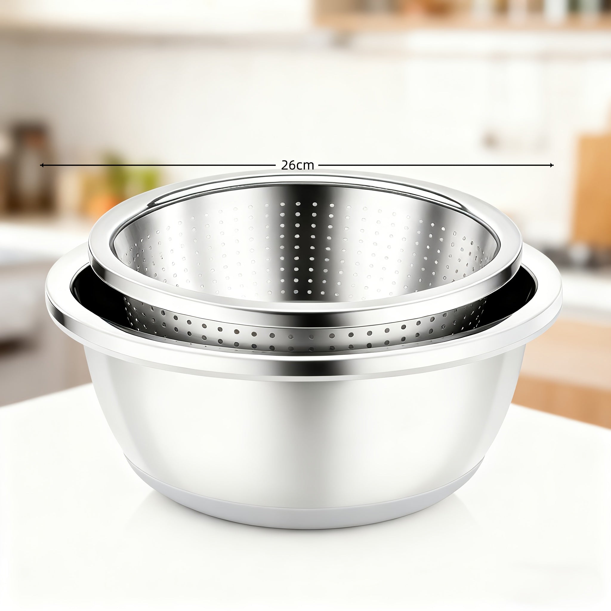 2-Piece Kitchen Colander Set – Draining Baskets & Mesh Sieves for Fruits and Vegetables