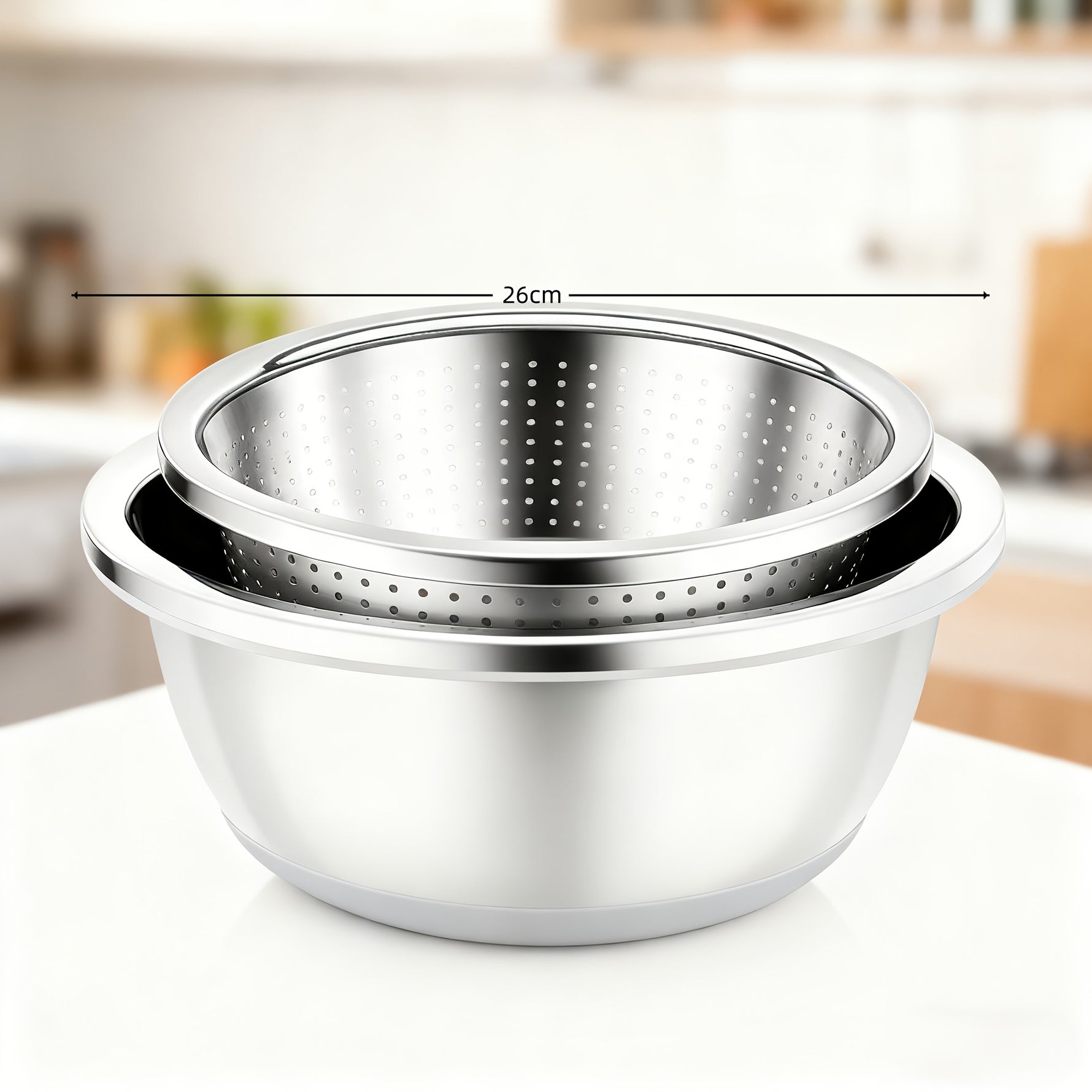 2-Piece Kitchen Colander Set – Draining Baskets & Mesh Sieves for Fruits and Vegetables
