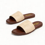 Women’s Square-Toe Geometric Flip Flop Sandals – Cushioned Flat Summer Slides