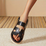 Women’s Bohemian Height-Increasing Sandals – Mid-Heel Hook-and-Loop Beach Shoes