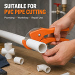 3–32mm PVC Pipe Cutter – Red & Black, Manual Plastic Tube Cutting Tool with Curved Jaw for Plumbing, DIY & Home Repair
