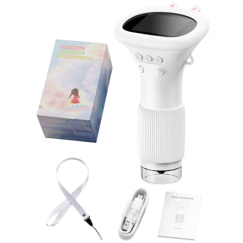 Portable Digital Microscope for Kids – 2-Inch IPS Screen & Anti-Slip Silicone Case