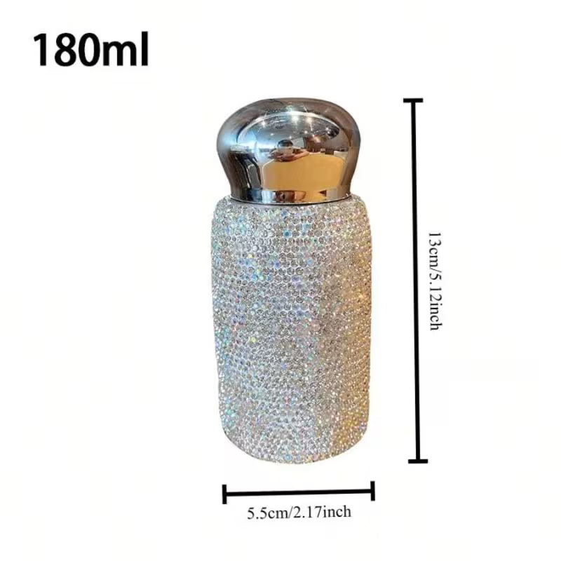 Luxury Rhinestone Insulated Water Bottle – Unisex Straw Cup, Portable Vacuum Flask
