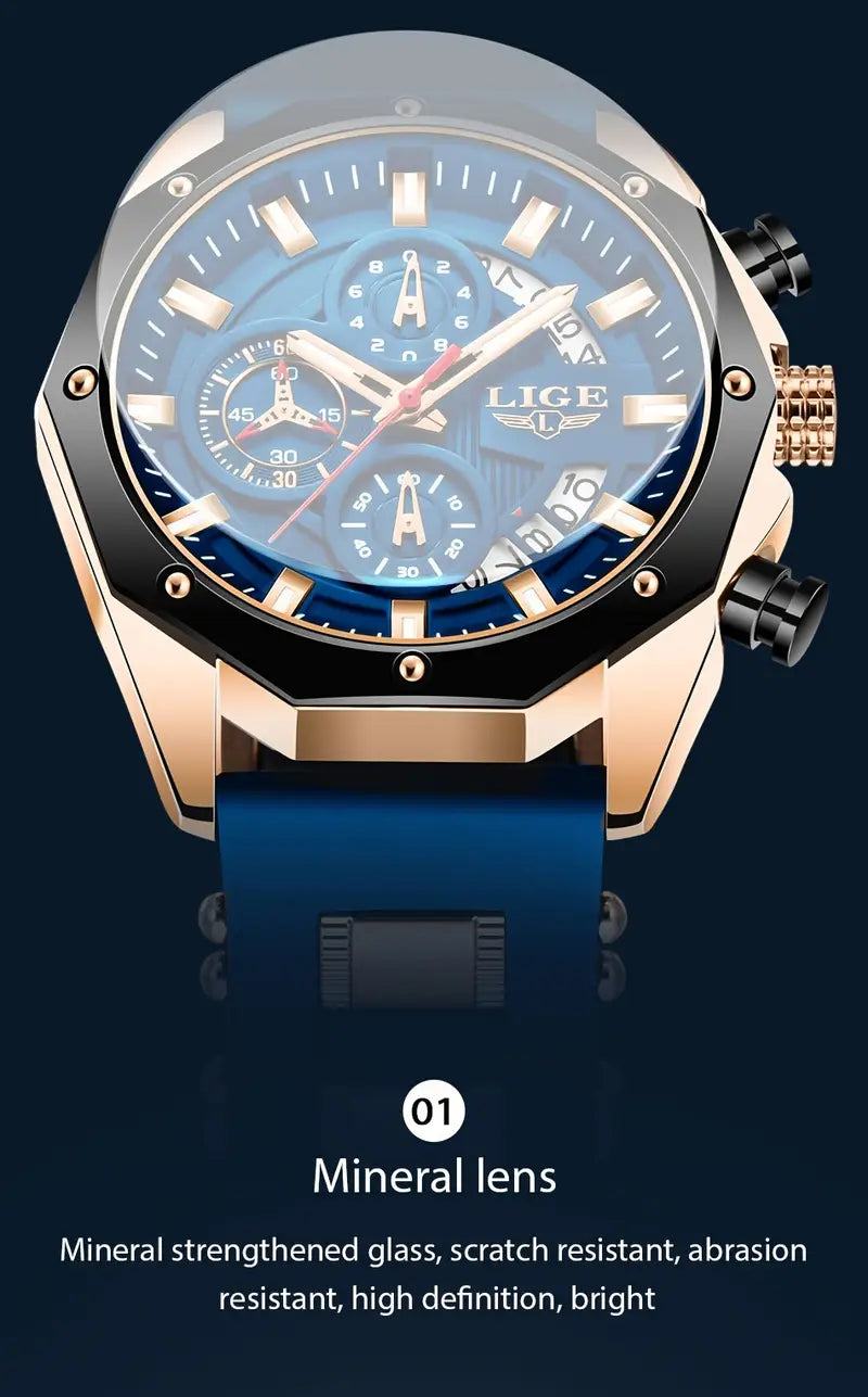 LIGE Men's Chronograph Wristwatch Watch