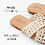Women’s Crisscross Braided Square-Toe Sandals – Lightweight Summer Beach Shoes