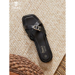 Women’s Criss-Cross Strap Buckle Sandals – Elegant Flat Slide Shoes