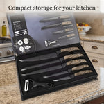 6-Piece Kitchen Knife Set – Sharp Chef Knives with Ergonomic Handles & Gift Box