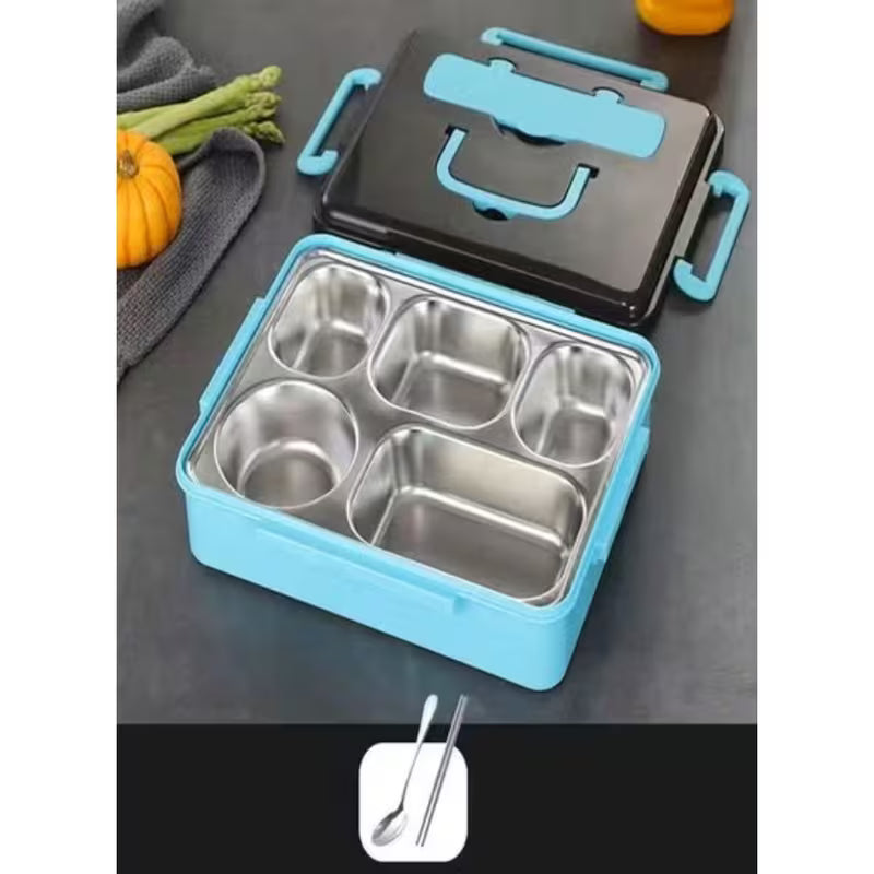 Portable 5-Compartment Lunch Box – Sealed Food Container for Kids & Office Use