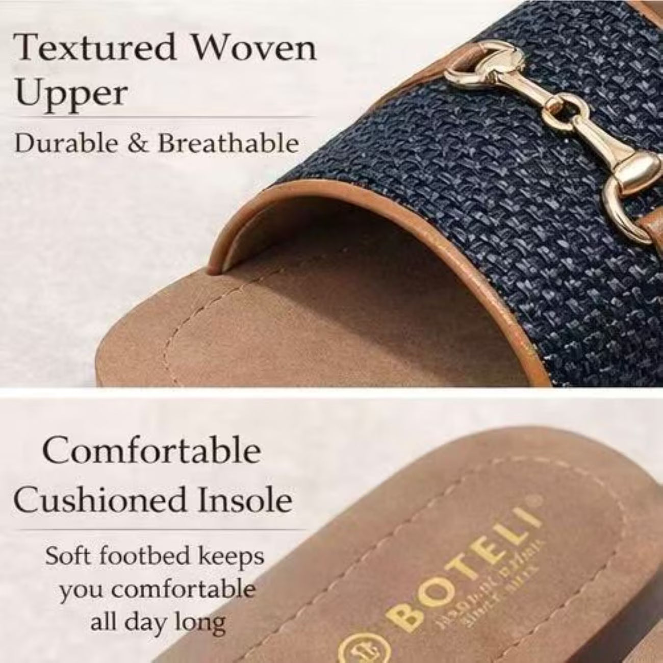Women’s Flat Sandals with Golden Metal Accents – Open-Toe Summer Shoes