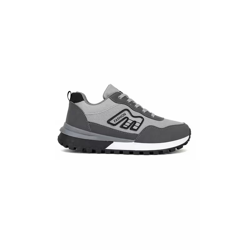 Men's Casual Sneakers – Orange, Grey & Black