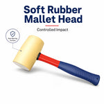 Heavy-Duty Rubber Mallet Hammer – Black, Non-Marking Soft Face, Fiberglass Handle for Tiling, Flooring & DIY Repairs