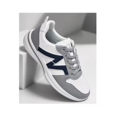 Men's Casual N-Design Lace-Up Sneakers – Black, Light Grey, Dark Gray & White
