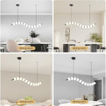 Modern Wave Shape LED Chandelier - Black & White, 18W Acrylic Ball Linear Pendant Light, Adjustable Height, Remote Dimming, 3000K-6000K, Modern Hanging Ceiling Light for Dining Room, Hall & Study
