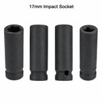 17mm Deep Impact Socket – Black, 1/2-Inch Square Drive, 6-Point CR-Mo Steel Socket for Impact Wrench, Ratchet, Breaker Bar & Automotive Repair