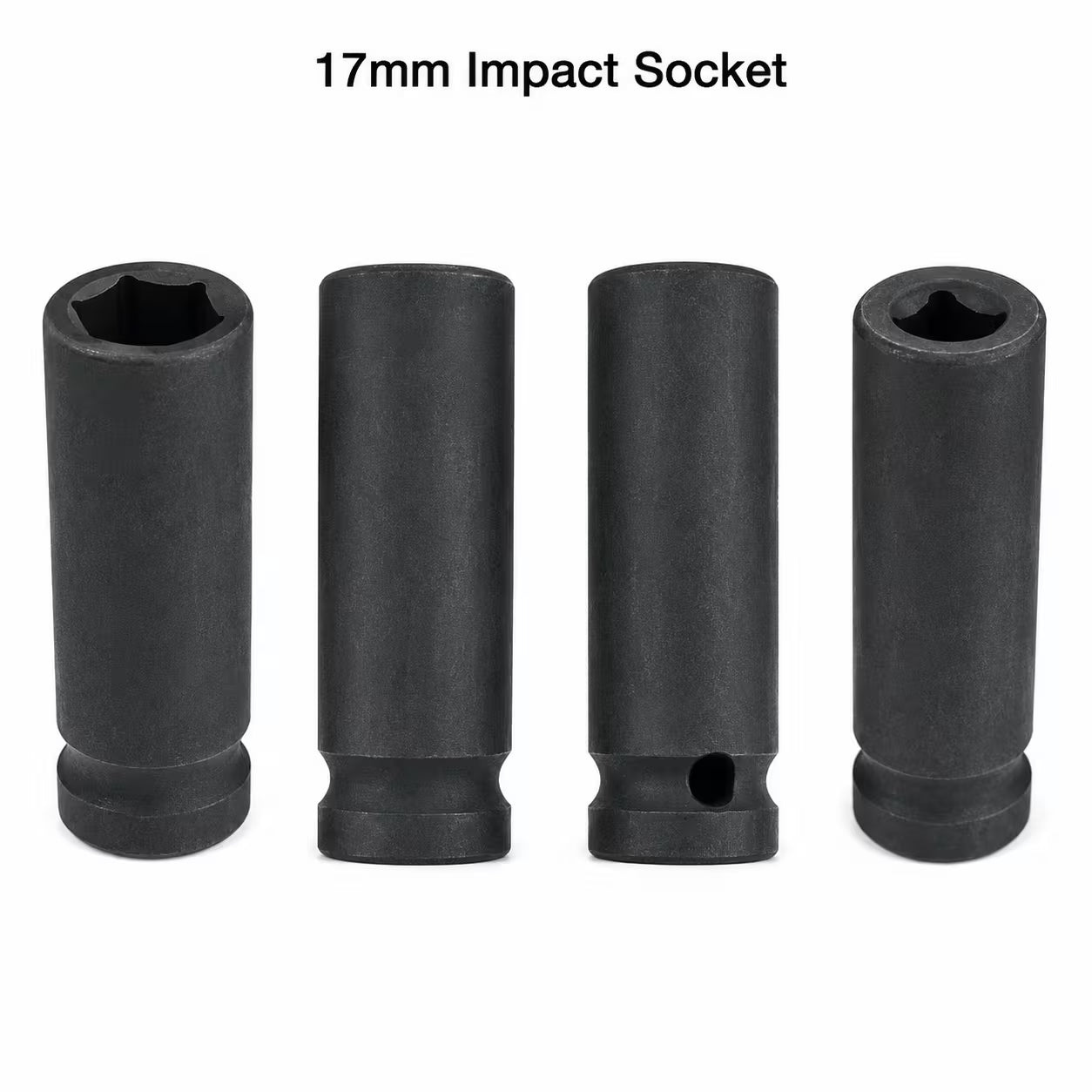 17mm Deep Impact Socket – Black, 1/2-Inch Square Drive, 6-Point CR-Mo Steel Socket for Impact Wrench, Ratchet, Breaker Bar & Automotive Repair