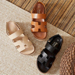 Women’s Bohemian Height-Increasing Sandals – Mid-Heel Hook-and-Loop Beach Shoes