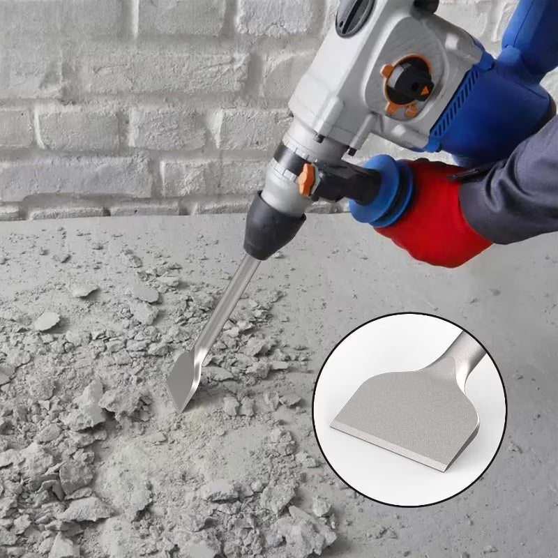Heavy Duty Hex Shank Masonry Chisel - Silver, 10.16cm Thin Scraper, Alloy Steel Demolition Chisel, Concrete Crusher Tool, Hex Shank Hammer Drill Bit for Construction & Demolition
