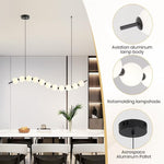 Modern Wave Shape LED Chandelier - Black & White, 18W Acrylic Ball Linear Pendant Light, Adjustable Height, Remote Dimming, 3000K-6000K, Modern Hanging Ceiling Light for Dining Room, Hall & Study